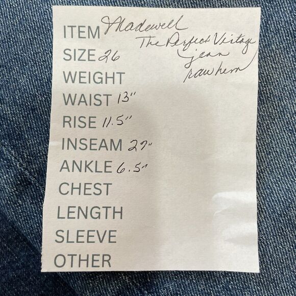 Madewell THE PERFECT VINTAGE JEANS Women’s Size 26 Medium Blue Denim Raw Hem - Picture 11 of 11